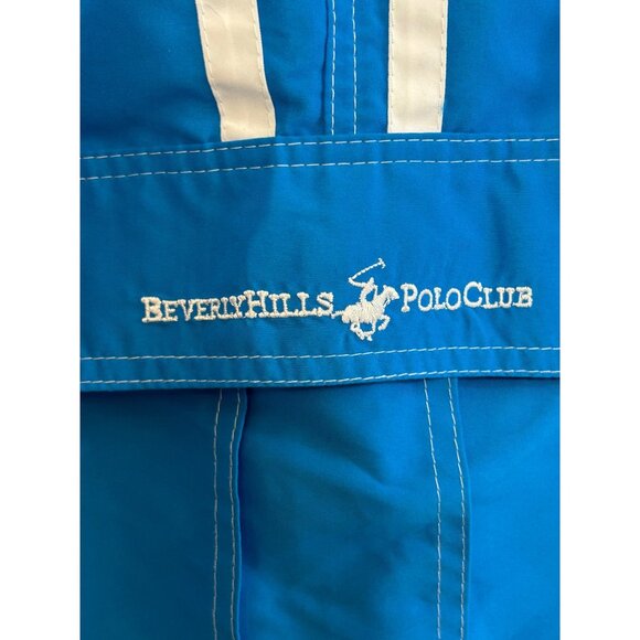 Beverly Hills Polo Club Men’s Swim Trunks M Blue White Trim Cargo Pockets Logo - Picture 5 of 16